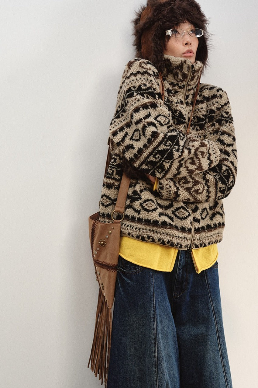 Cozy and casual jacquard fleece jacket | 2 color