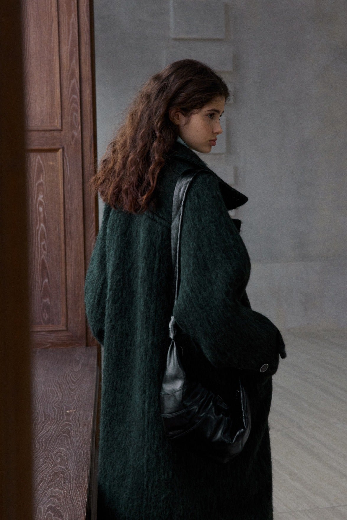 Wool blend single-faced fabric ultra-loose fit overcoat | 4 color