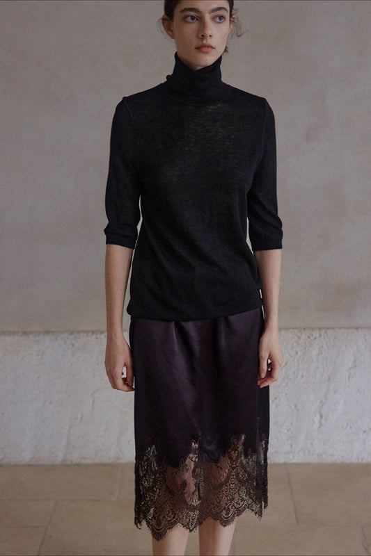 Wool blend stacked neck soft knitwear | 7 color