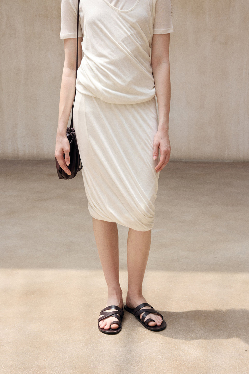 Wool blend twisted layered effect soft skirt | 2 color