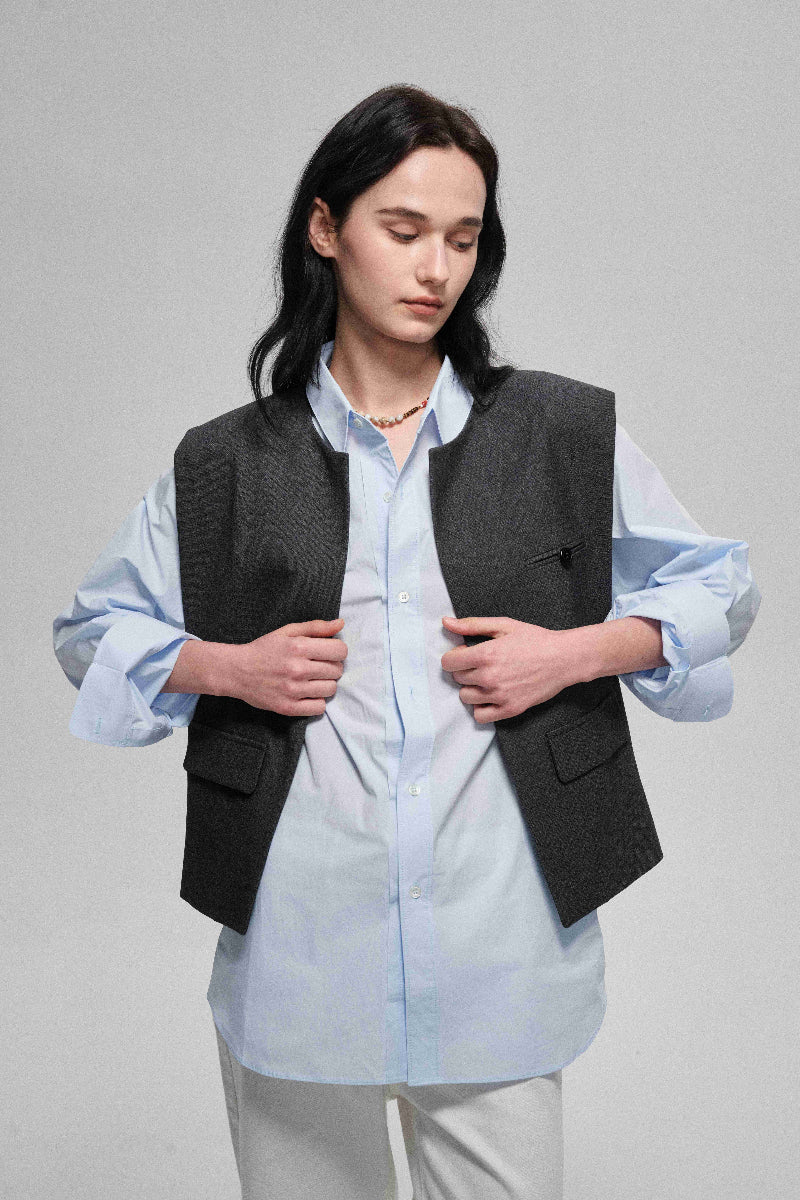 Gilet structuré à épaules rembourrées et à grande silhouette