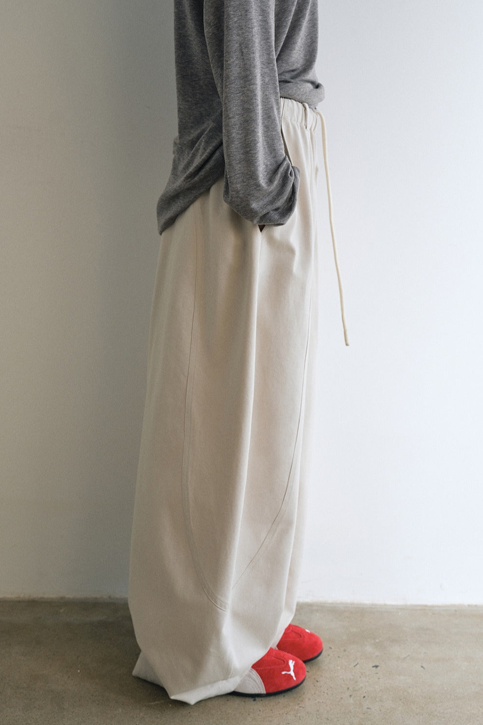 Cotton blend ultra-relaxed patchwork banana silhouette pants | 5 color