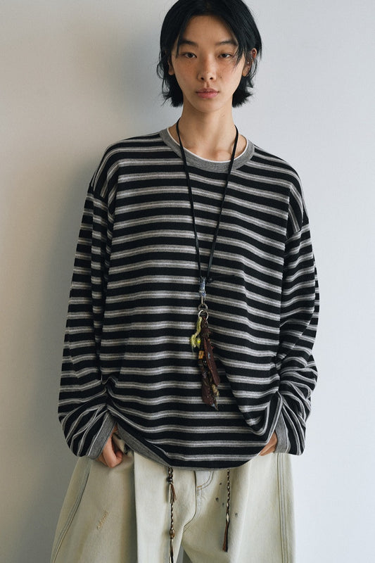 Wool blend oversized striped knitwear | 5 color