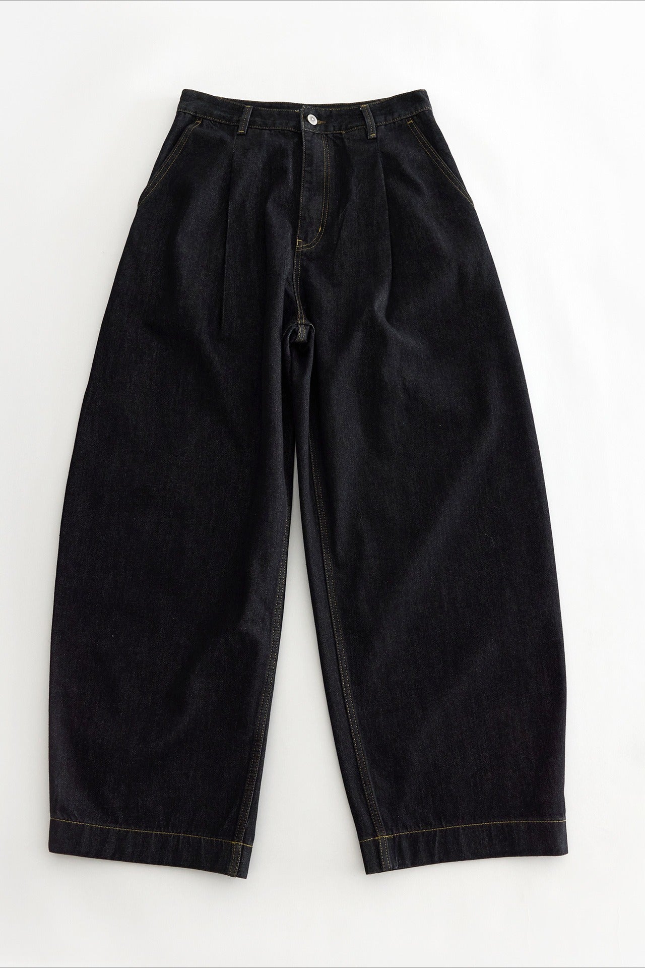 Cotton blend ultra-wide-leg silhouetted jeans | 2 color