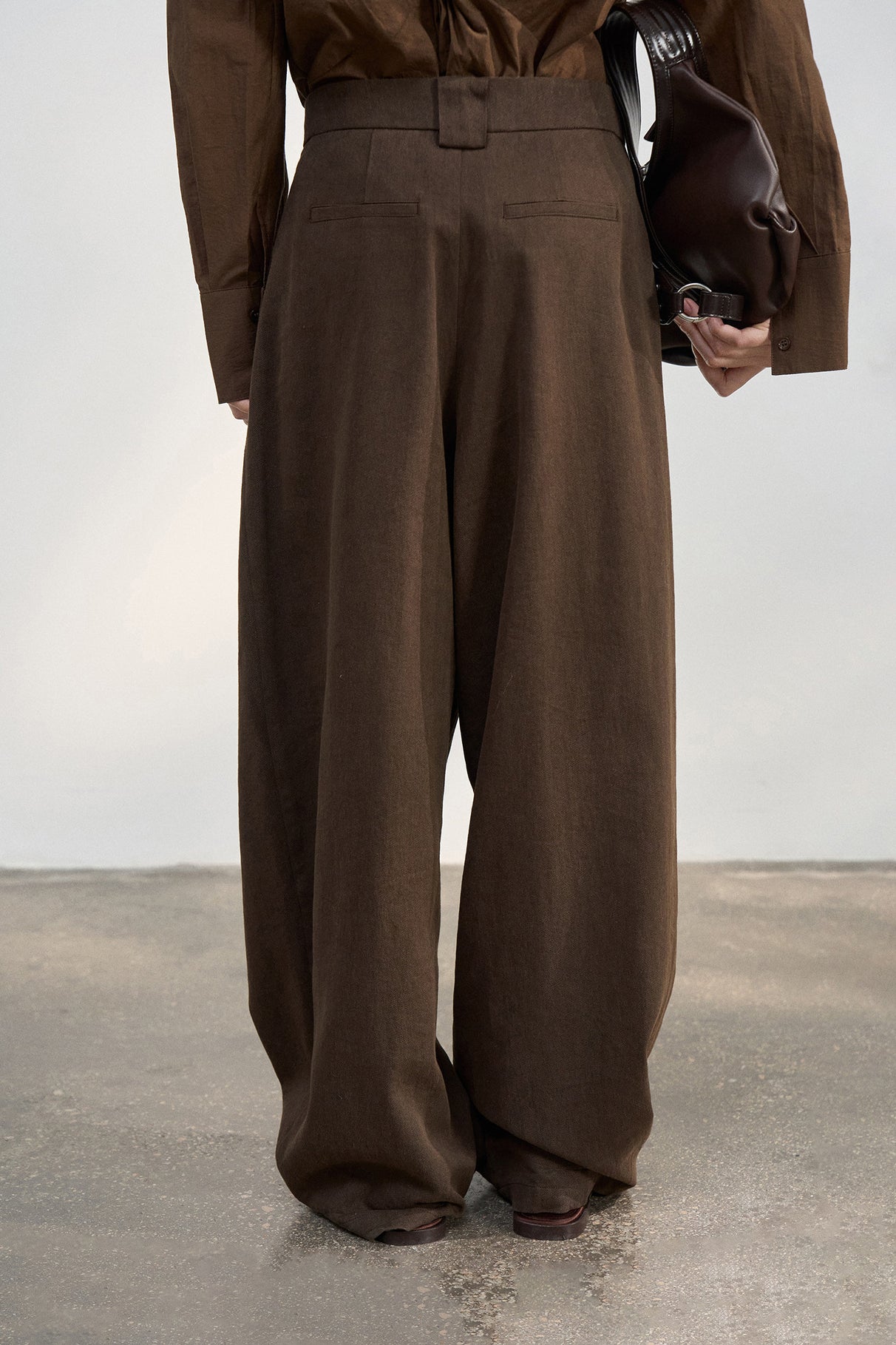 Linen blend wide leg drape casual pants | 3 color