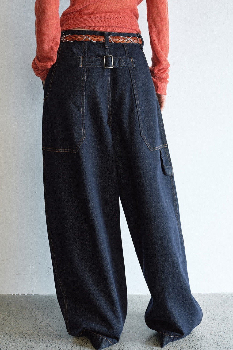 Cotton blend loose fit mid-low rise jeans | 2 color
