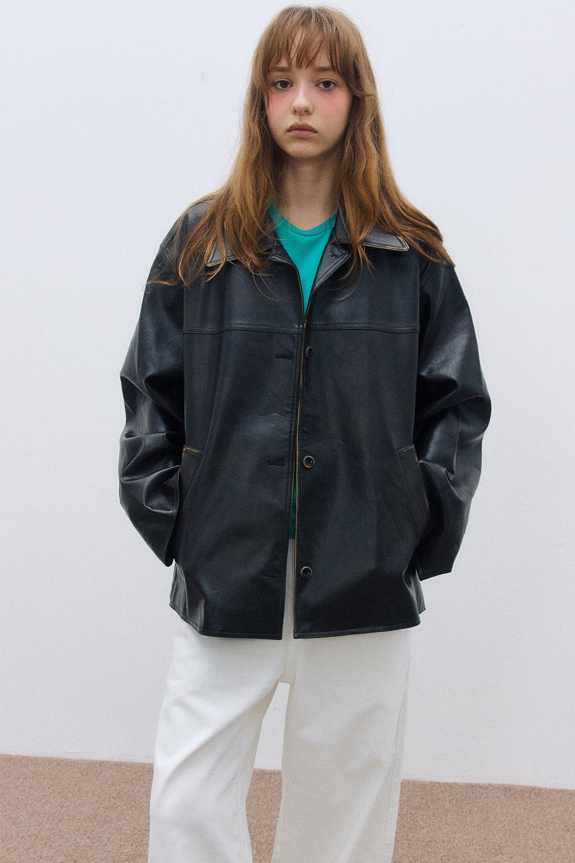 PU-coated vintage-look jacket with e belt | 3 color