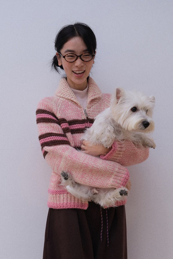 100% wool chunky marled knit sweater cardigan | 2 color
