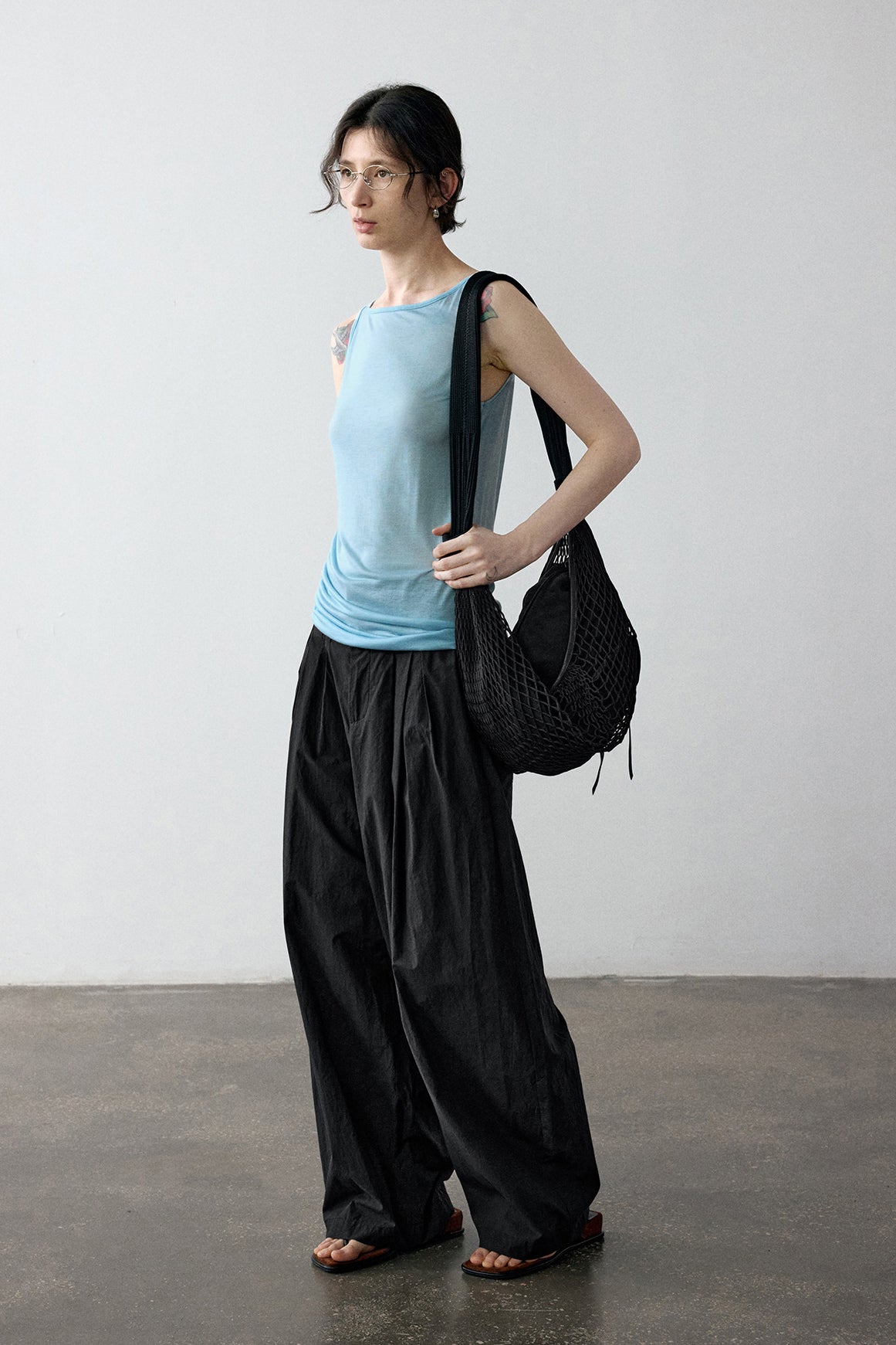 100% cotton paper-like texture wide leg pants | 4 color