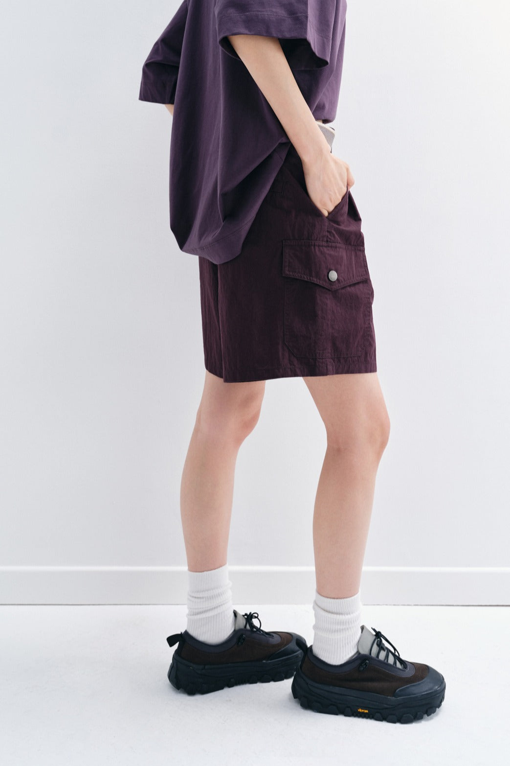 Cotton blend pockets shorts with a belt | 3 color