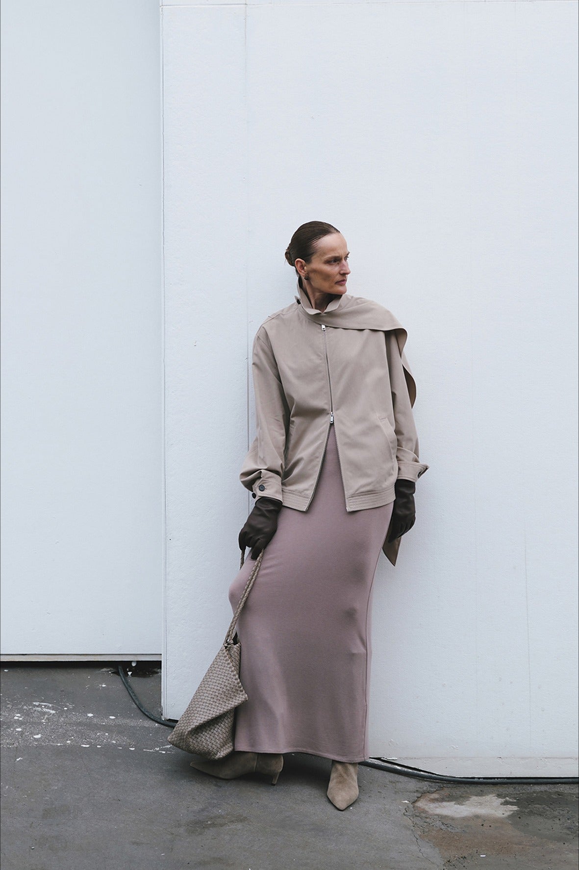 Wool containing detachable scarf chic trench jacket | 2 color