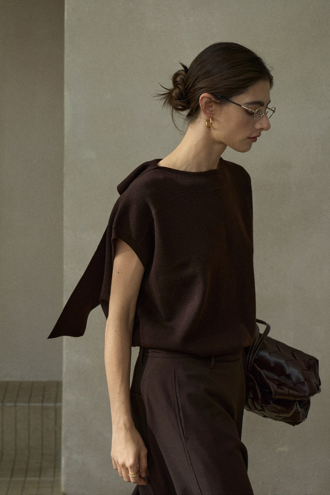 Wool containing relaxed-fit flowing ribbon knit vest | 3 color