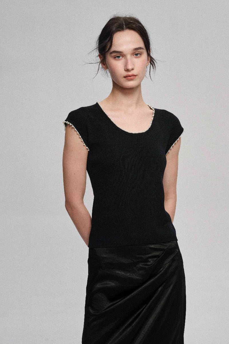 Comfortable ribbed knit sleeveless T-shirt | 2 color