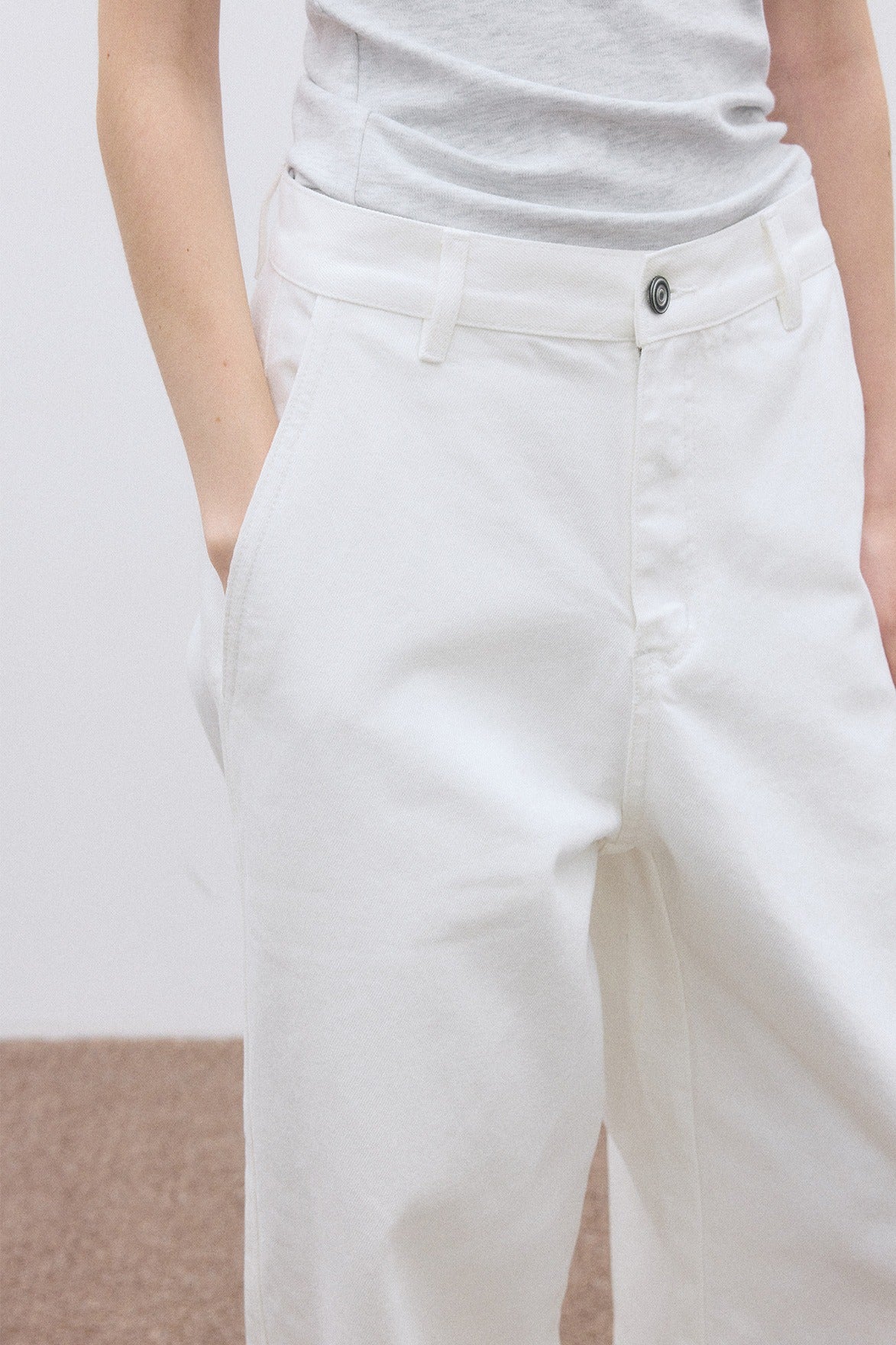Cotton blend curved classic high-rise jeans | 3 color