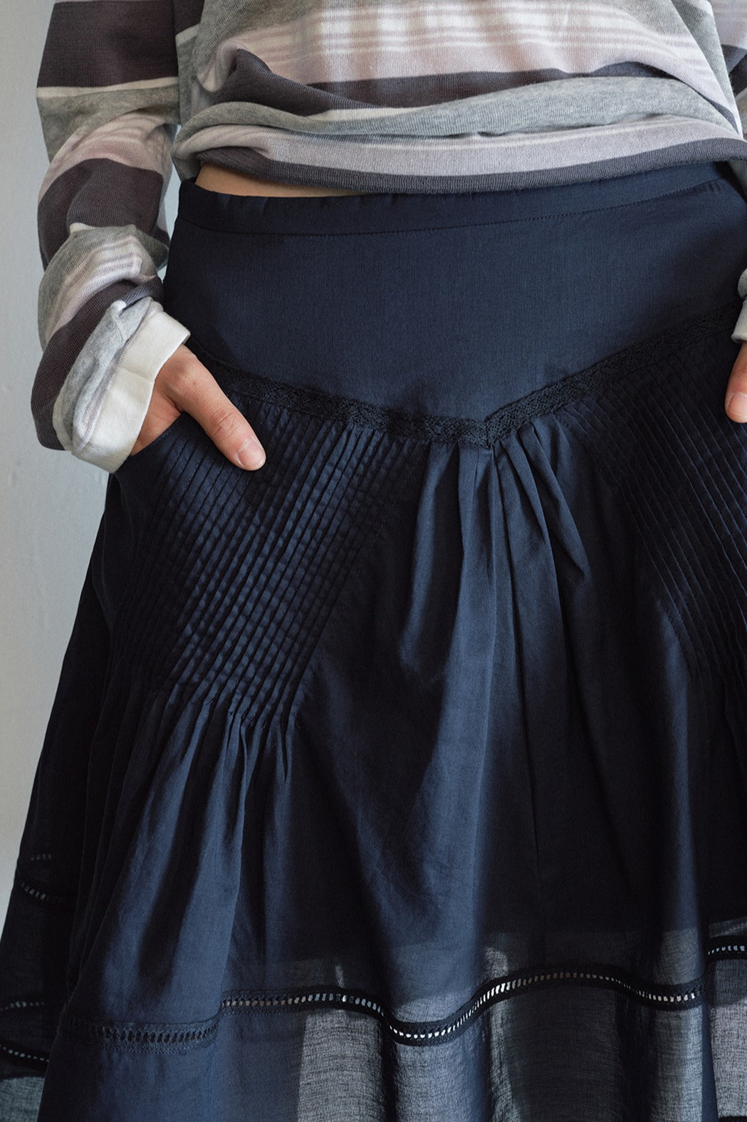100% cotton pleated skirt with lining | 3 color
