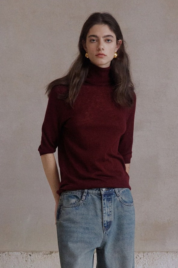 Wool blend stacked neck soft knitwear | 7 color