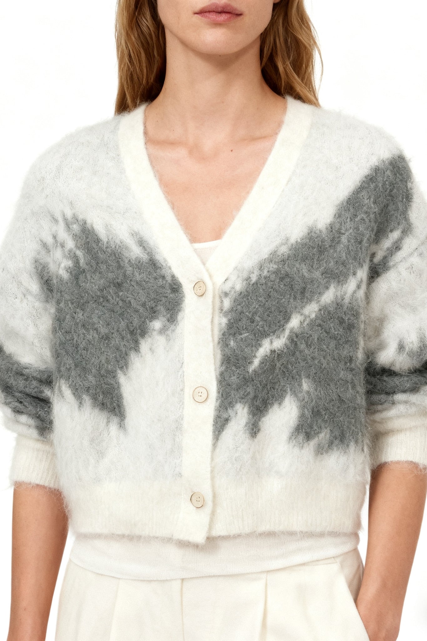 Alpaca blend V-neck casual cardigan | 3 color