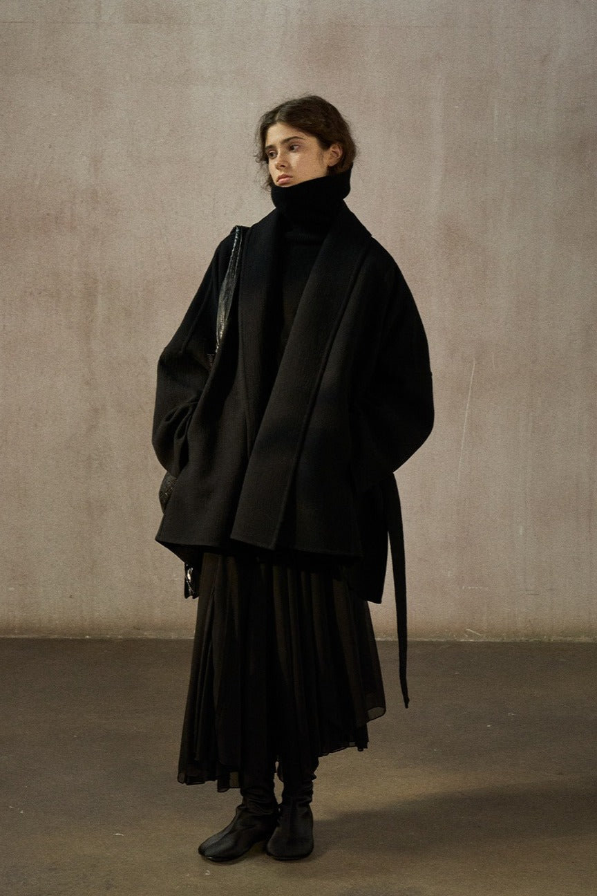 Wool blend batwing silhouette relaxed fit jacket | 2 color