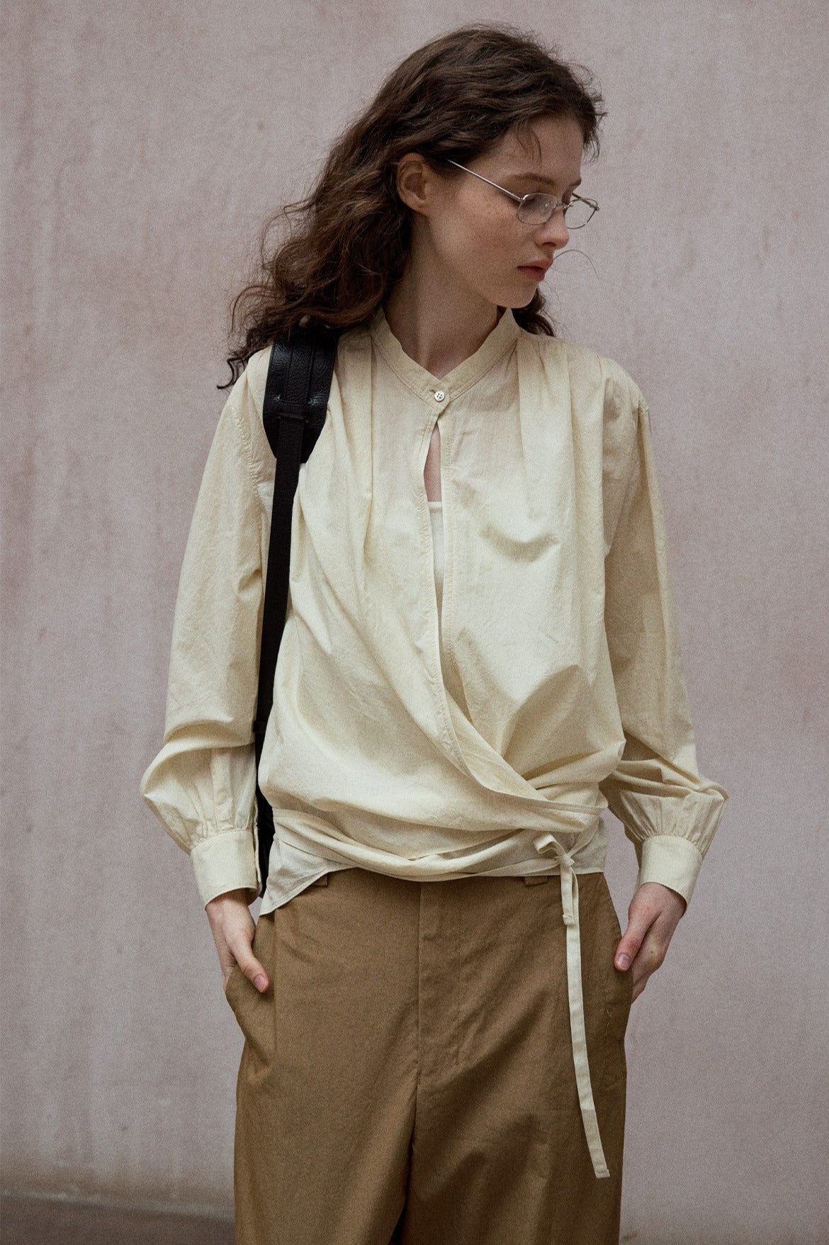 100% cotton wrap waist shirt | 4 color