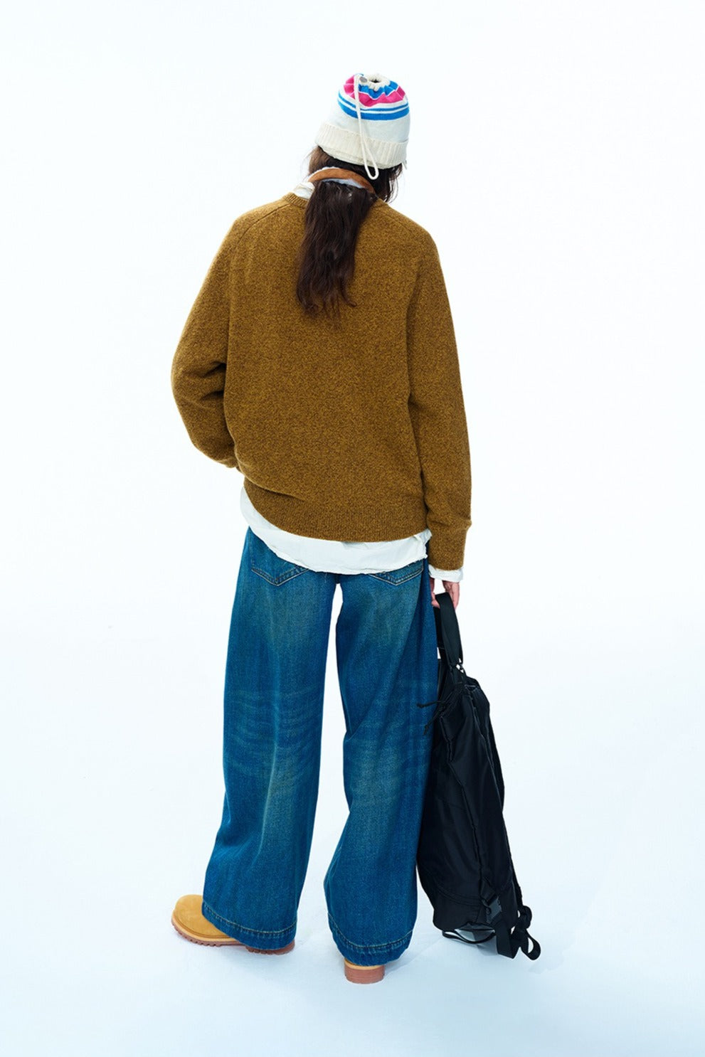 Wool blend relaxed fit V-neck sweater | 4 color