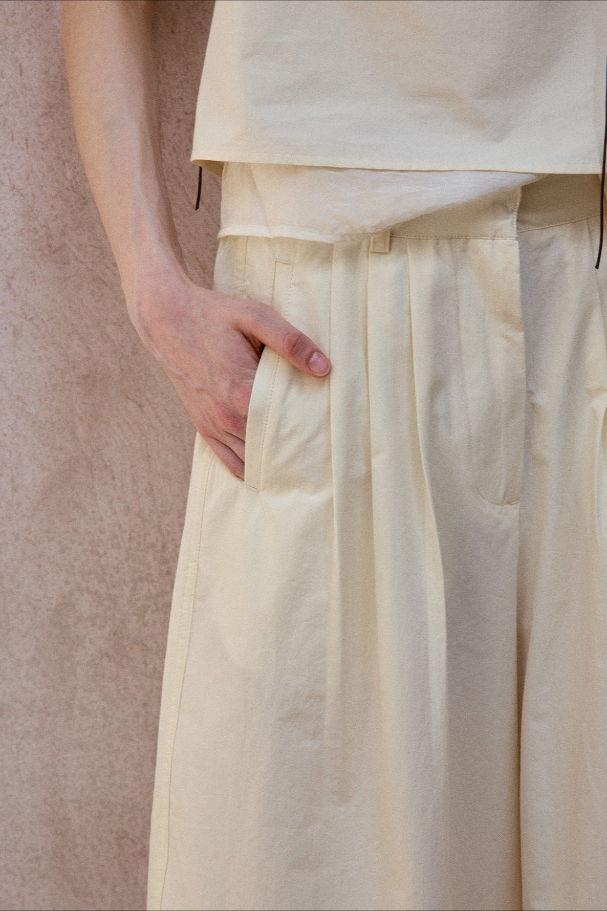 Cotton blend linen relaxed-fit pants | 3 color