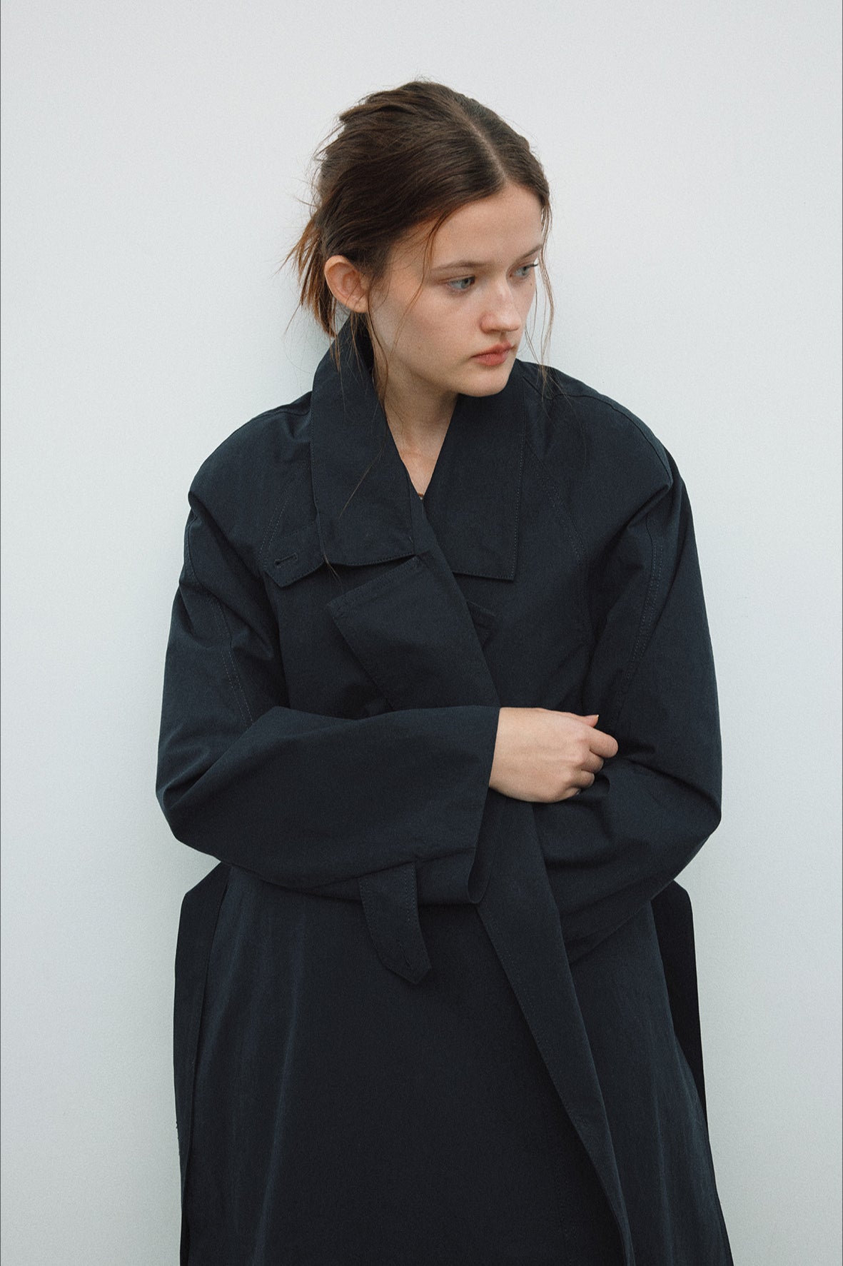Cotton blend minimalist loose fit trench coat | 2 color