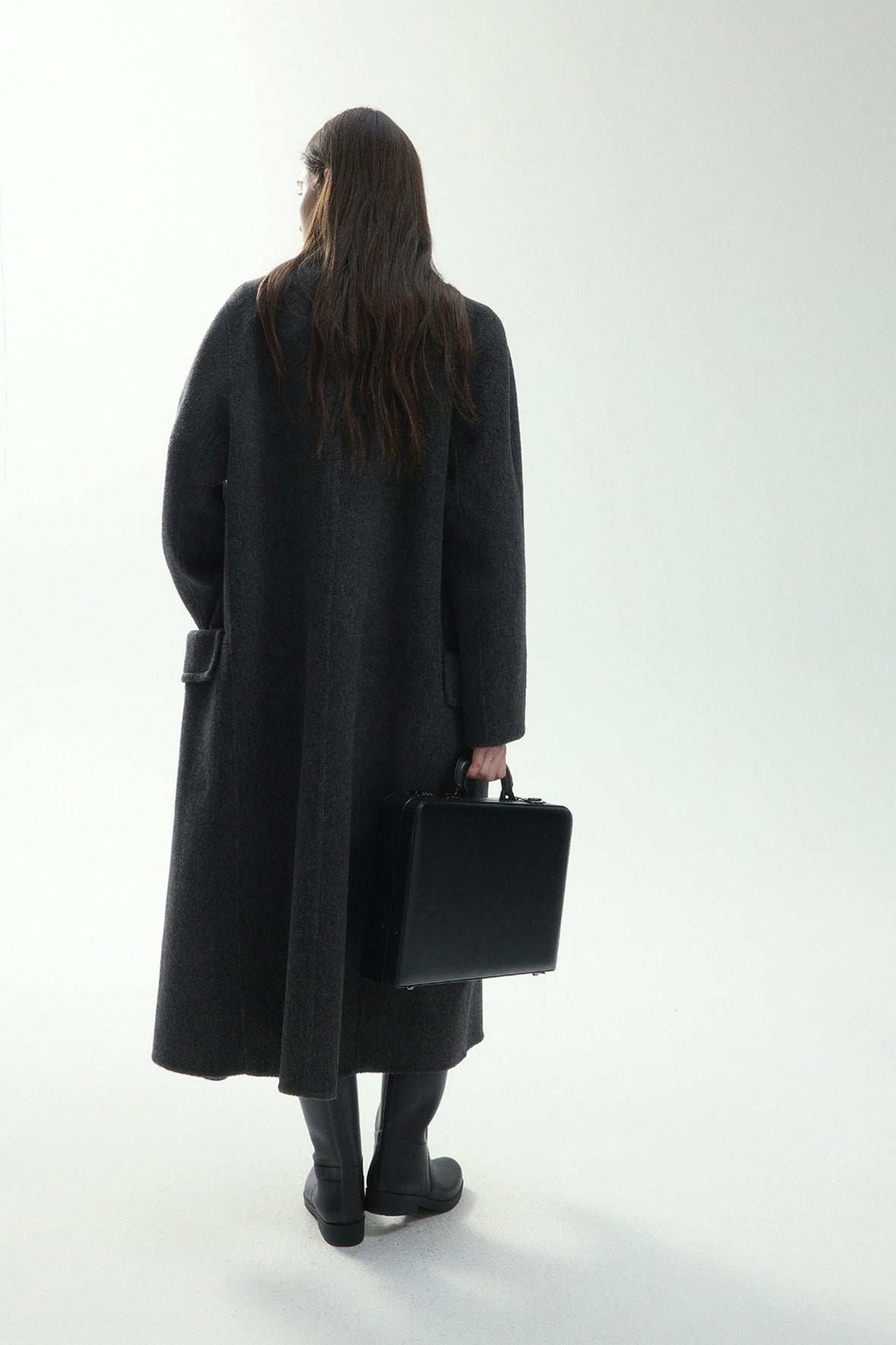 Wool blend silk double-sided fabric overcoat