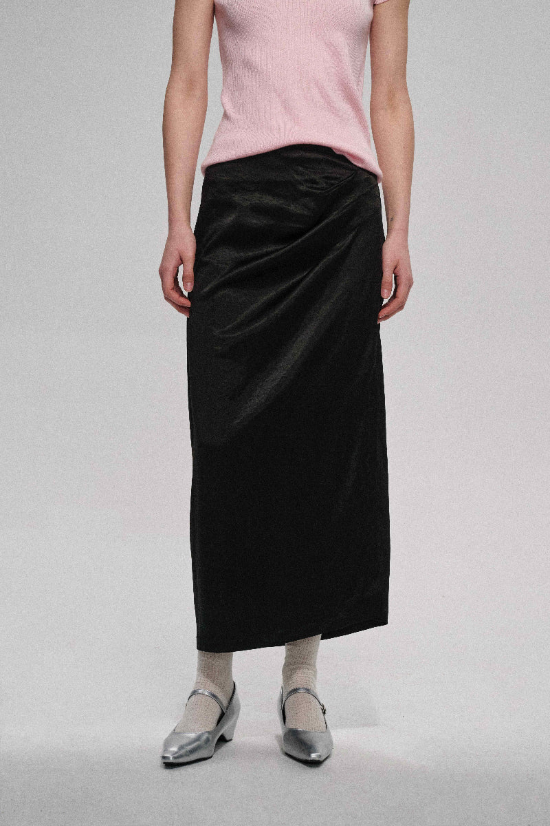Acetate blend lustrous skirt