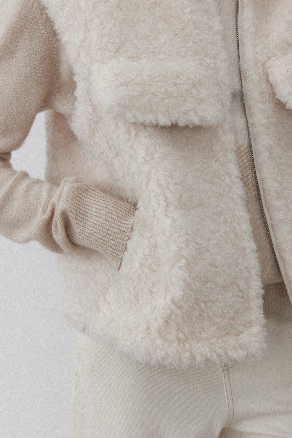 100% wool plush feel warm vest | 2 color