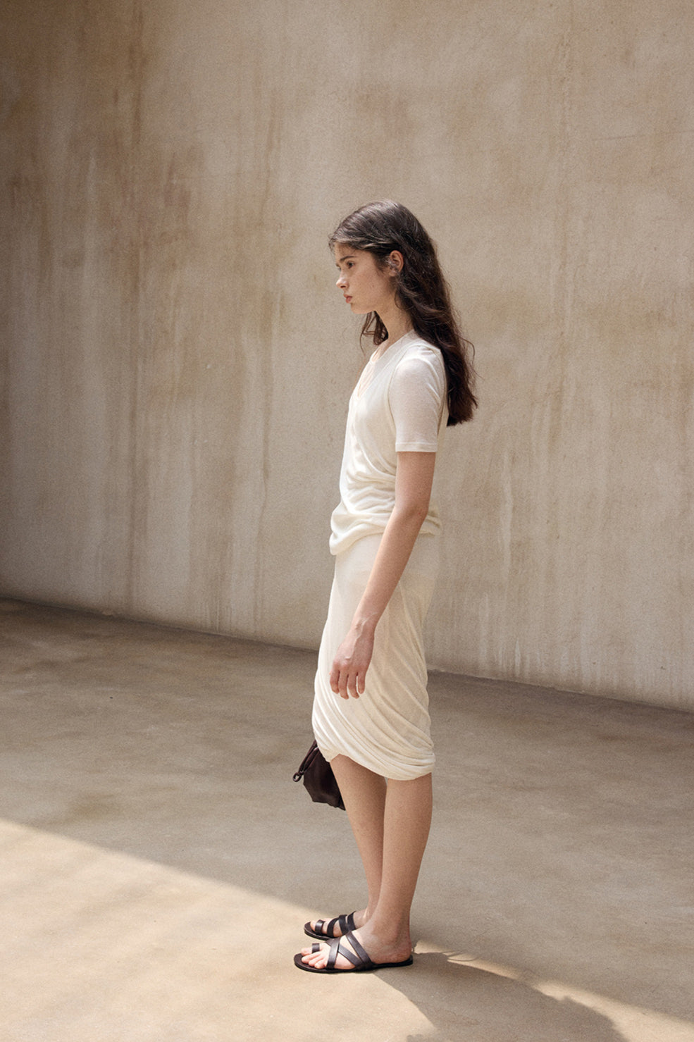 Wool blend twisted layered effect soft skirt | 2 color