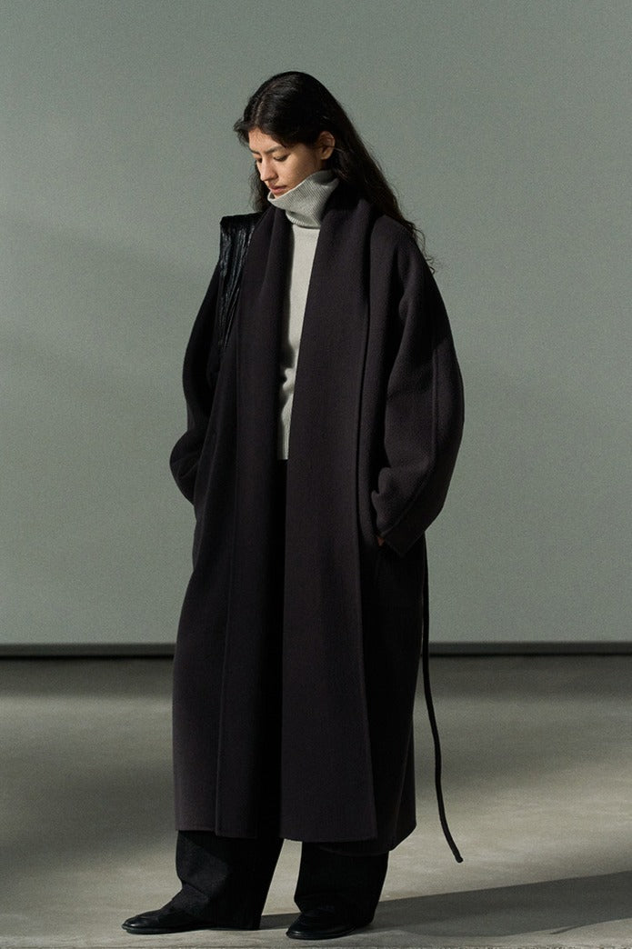 100% wool wide lapel LARGE overcoat