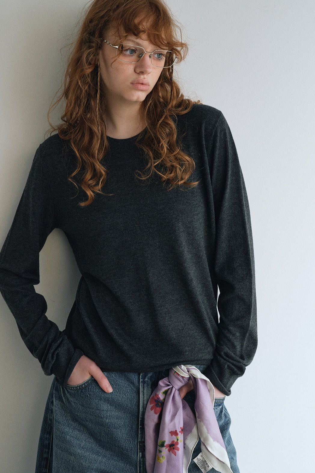 Wool blend back lines loose fit knitwear | 6 color