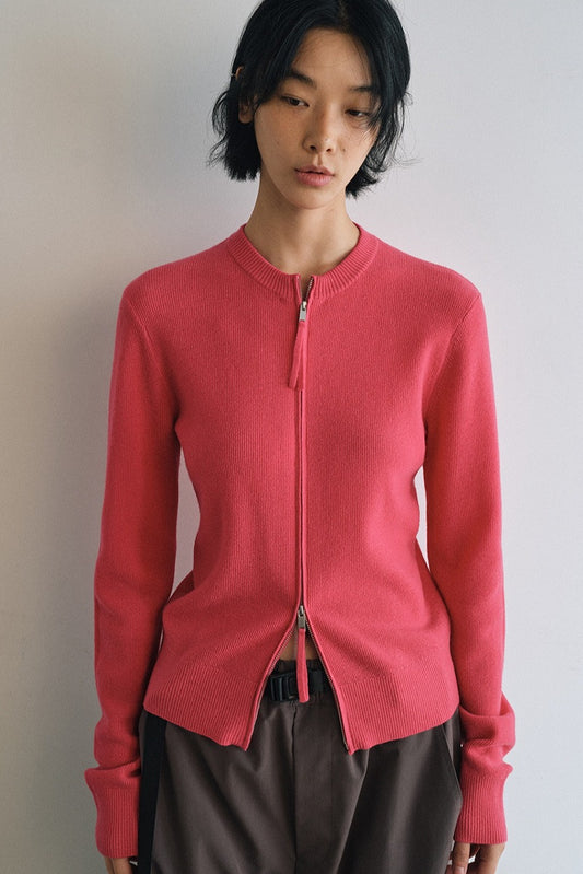 100% wool snug fit dual zipper cardigan | 5 color