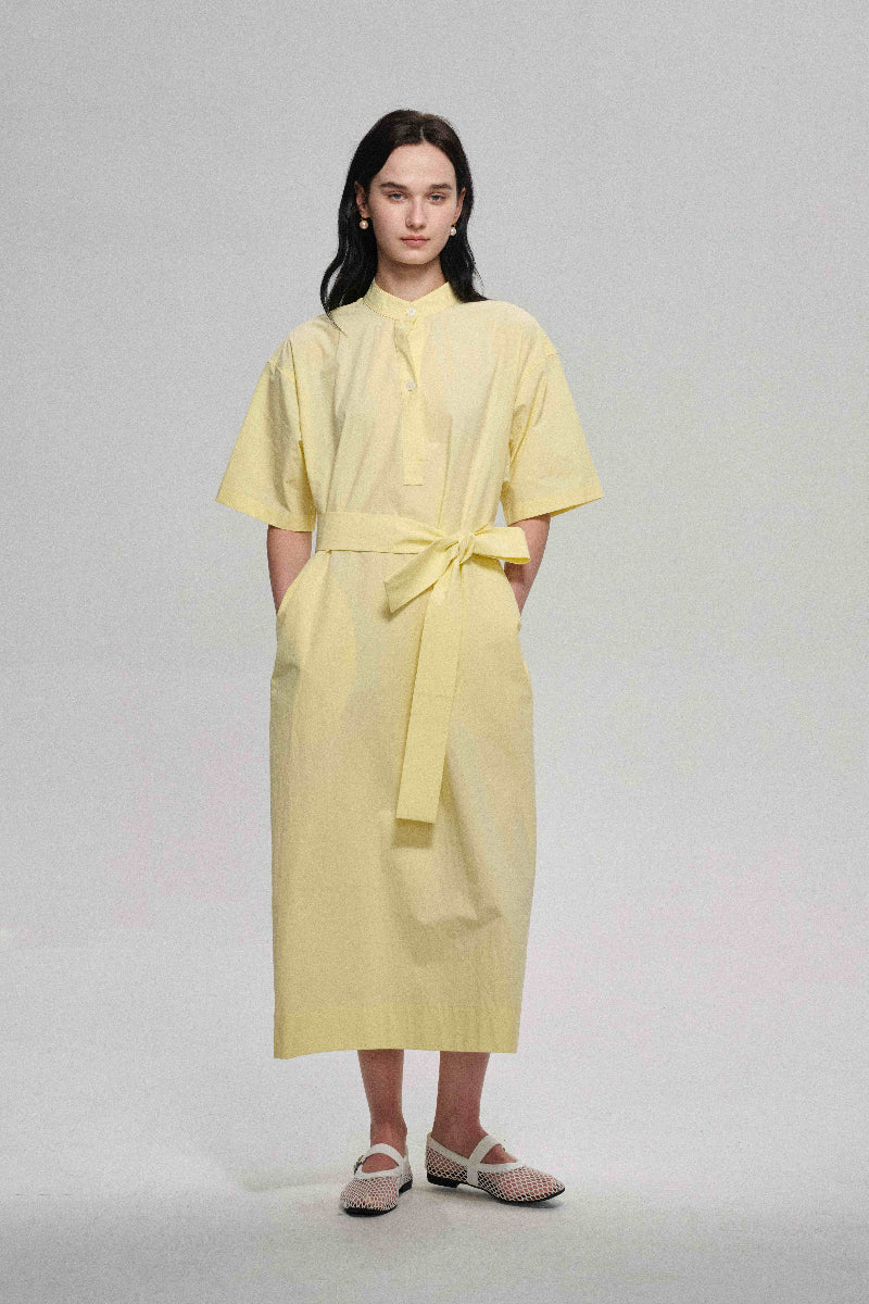 Robe simple texturée en coton coupe ample