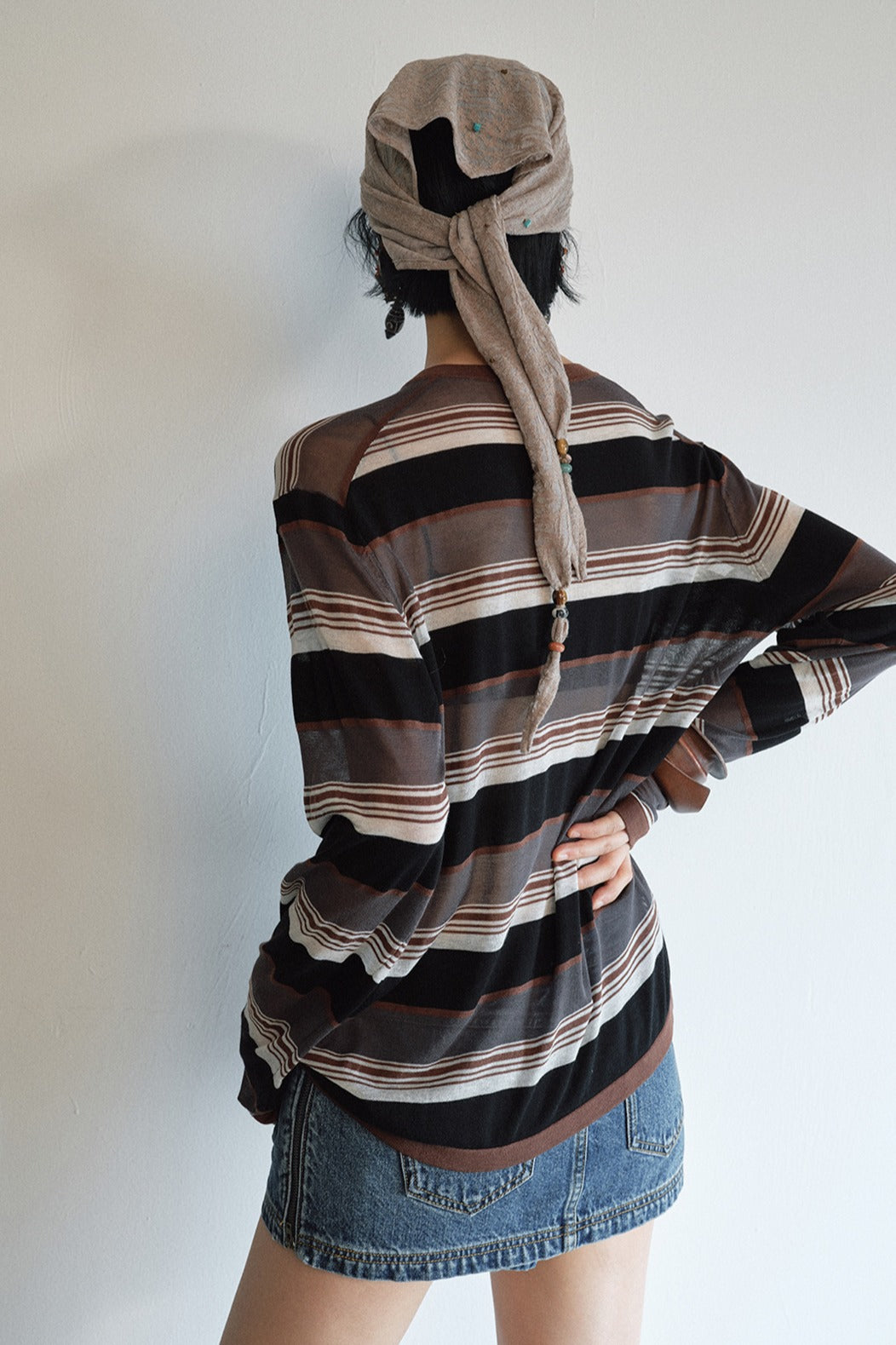 Cotton blend unisex bead scarf-belt accessory | 4 color