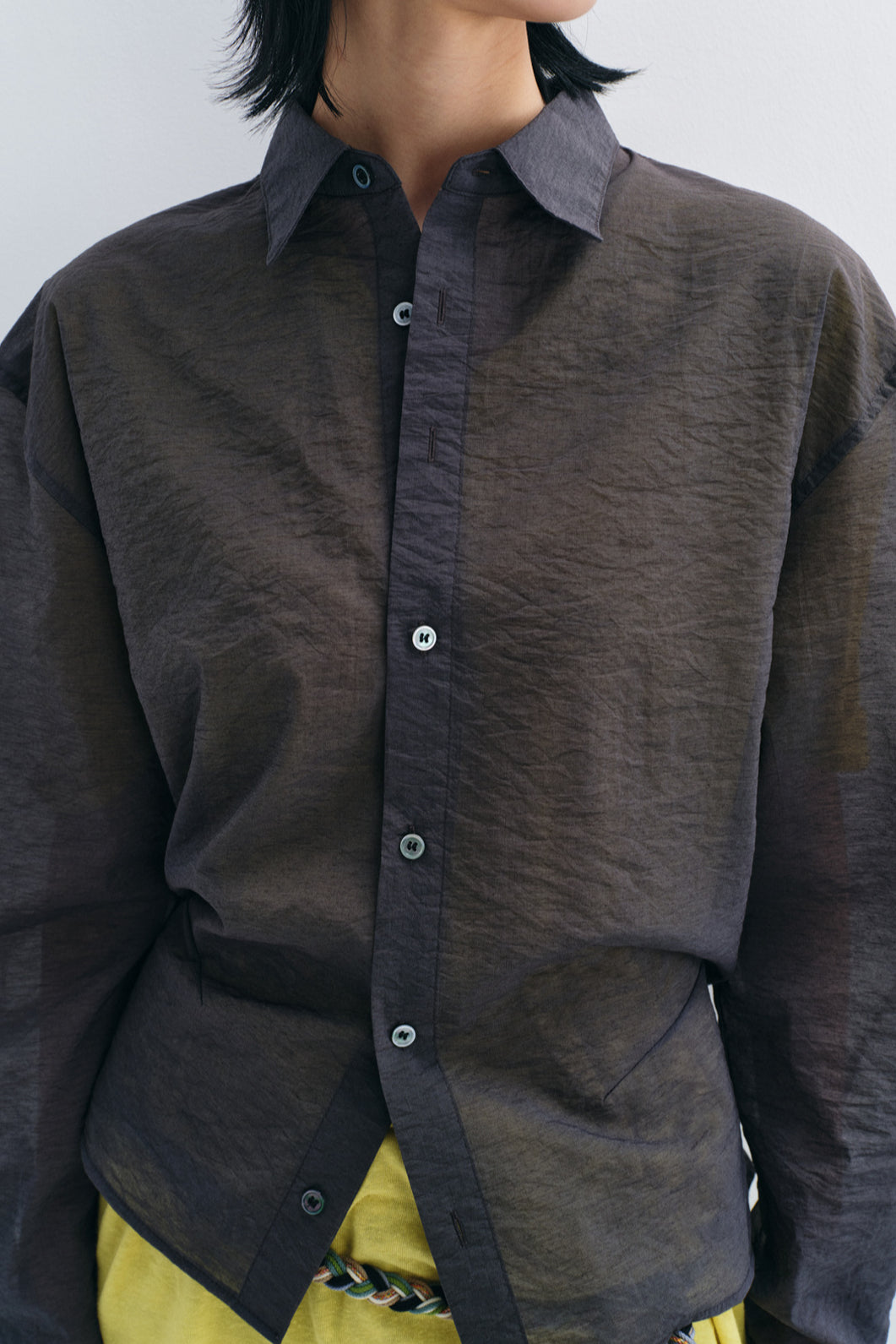 Cotton blend lightweight semi-sheer adjustable shirt | 2 color