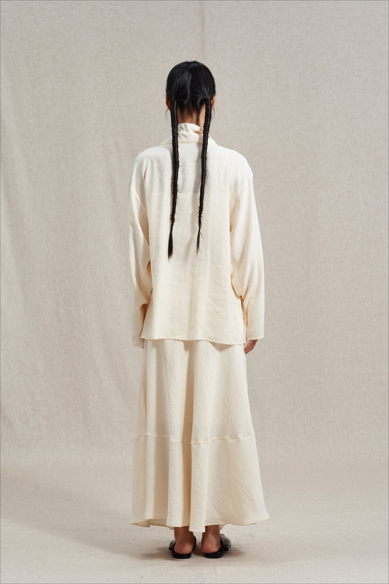 Rayon blend patchwork fishtail skirt