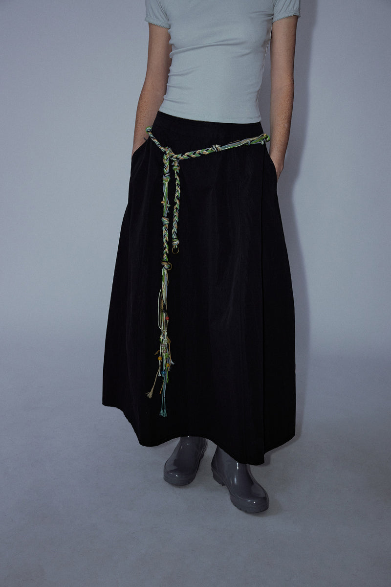 Jupe trapèze en coton mélangé à motif carambole | 3 couleurs