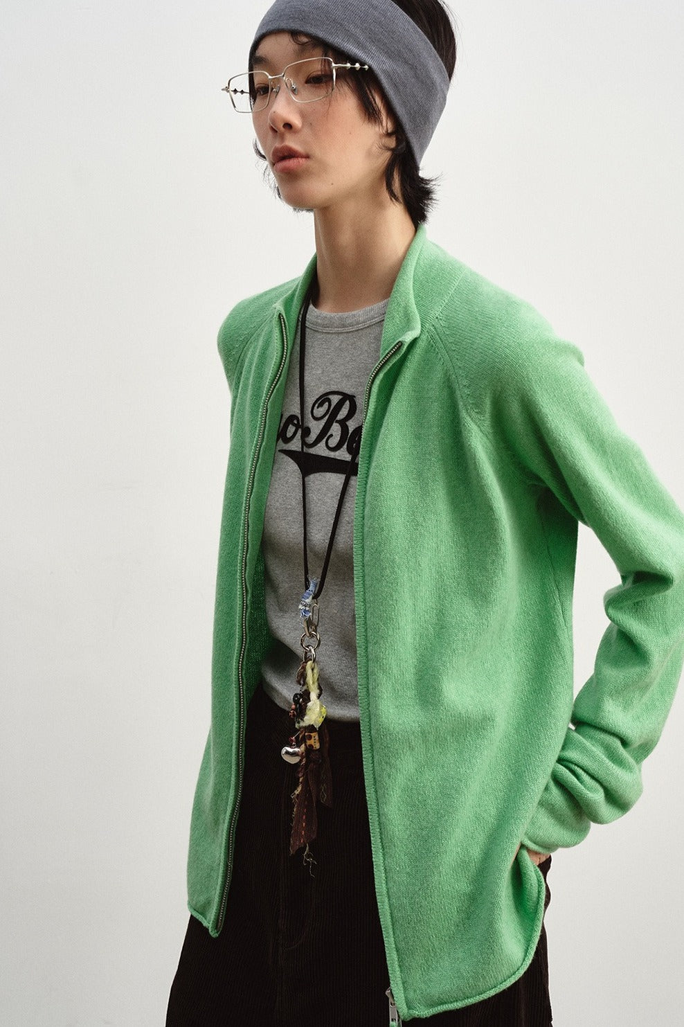 Wool blend slouchy fit dual-zip cardigan | 8 color
