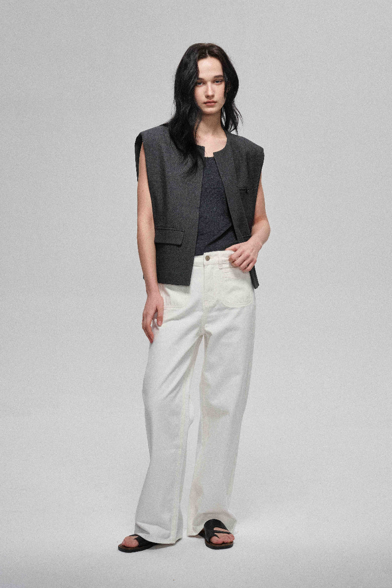 Gilet structuré à épaules rembourrées et à grande silhouette