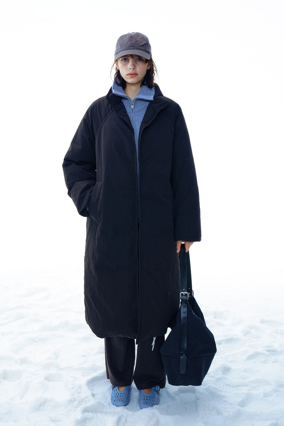 Paper-like textured stand-collar down coat | 3 color