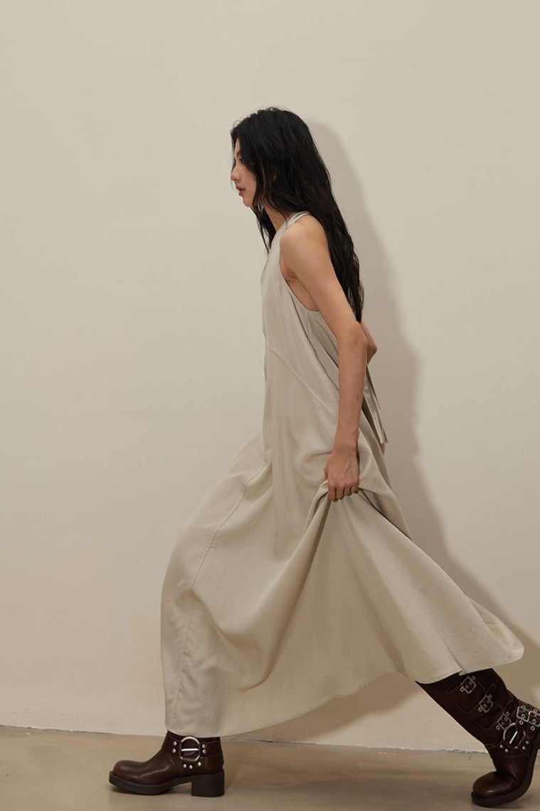 Lyocell blend multiway big hem strap dress | 3 color