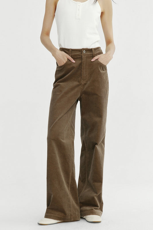 Cotton retro corduroy straight leg trousers | 2 color