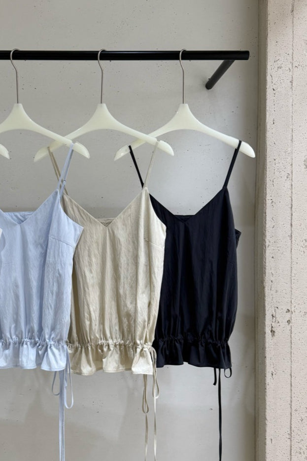 Viscose blend pleated edge sling top | 4 color