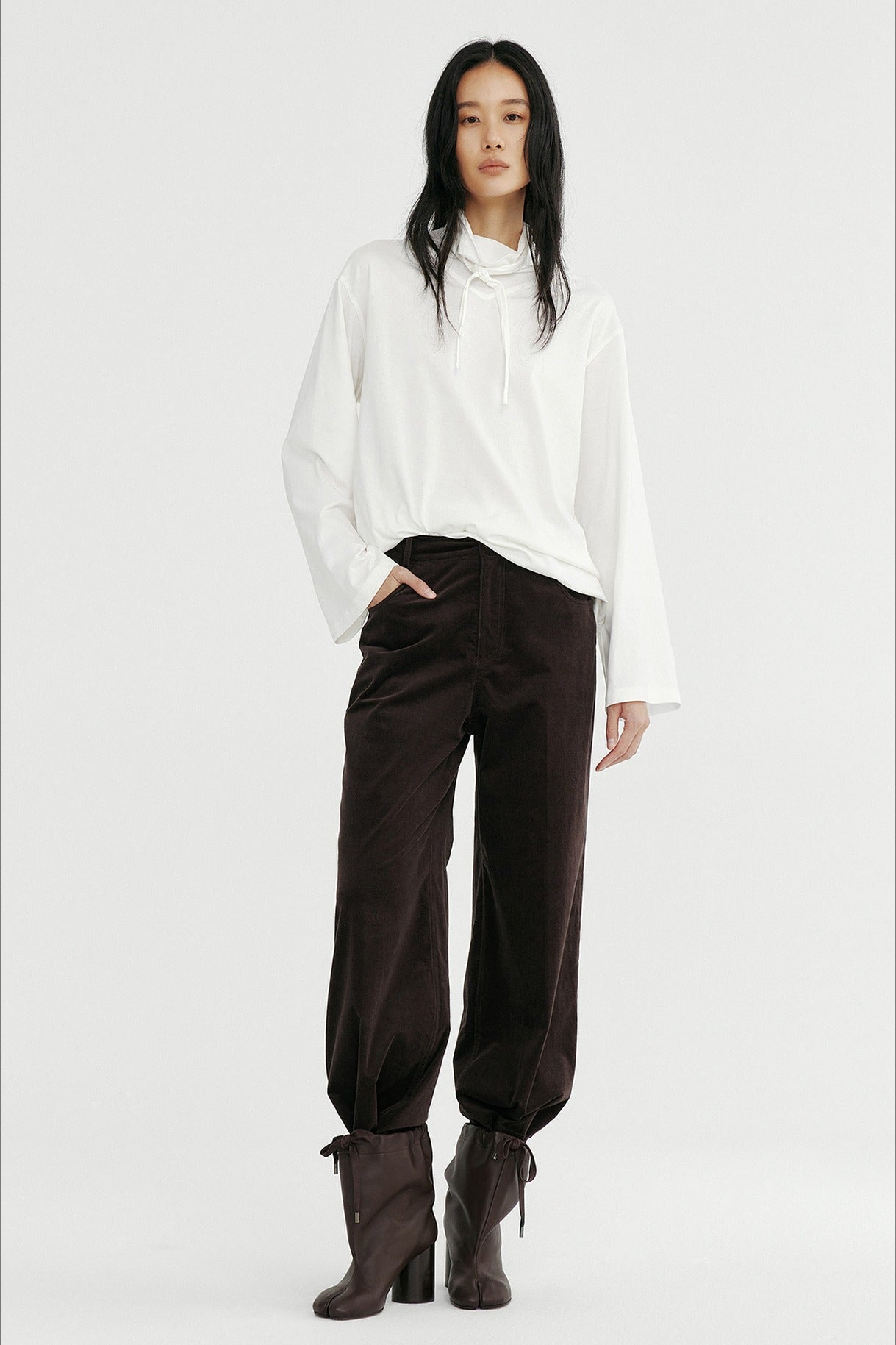 Cotton blend straight leg corduroy versatile pants | 2 color