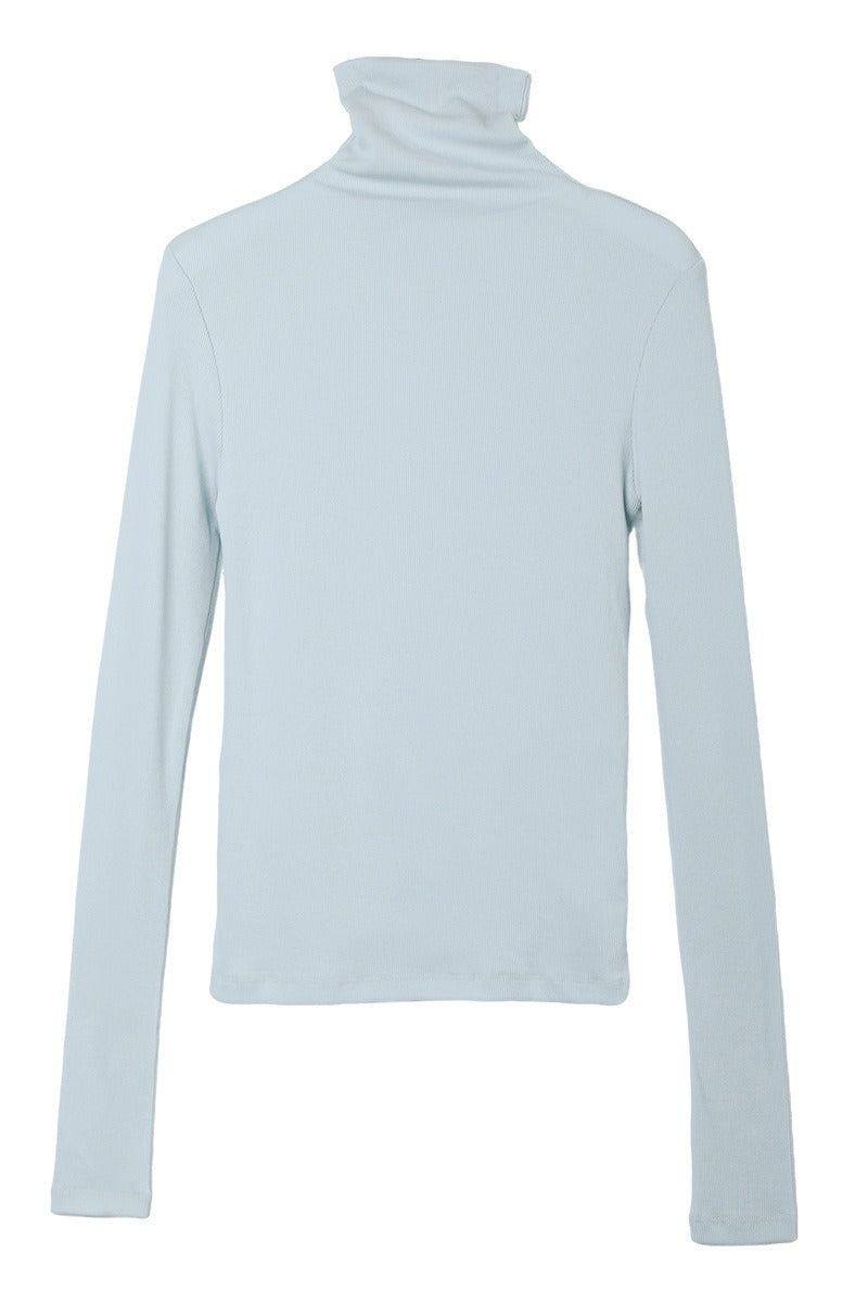 Cotton blend sleek high neck knitwear | 4 color