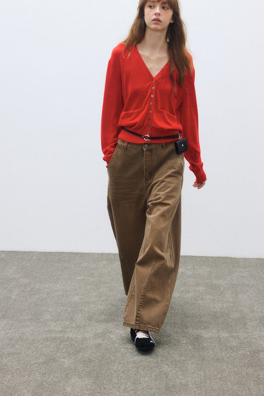 Cotton blend curved classic high-rise jeans | 3 color