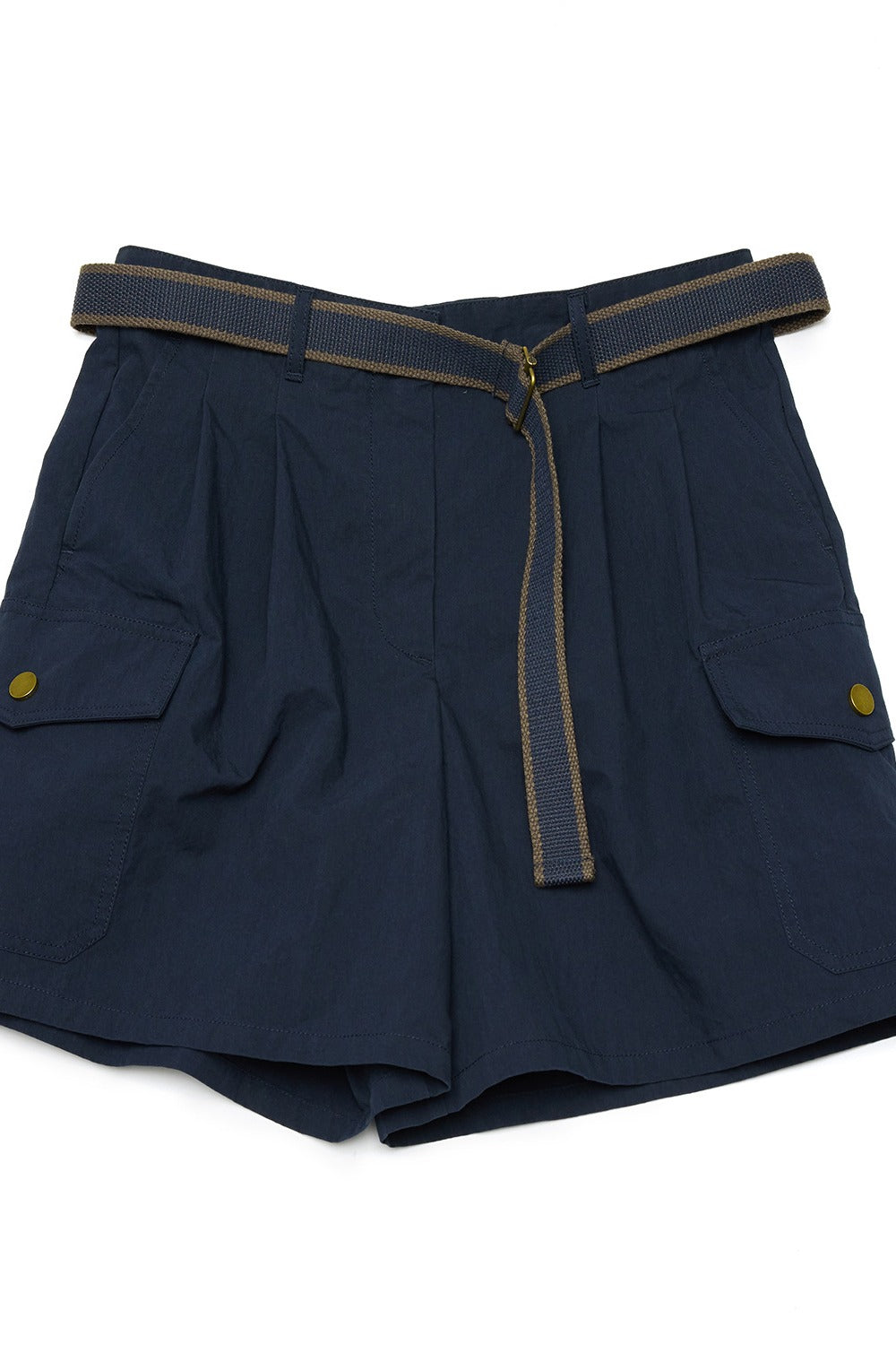 Cotton blend pockets shorts with a belt | 3 color