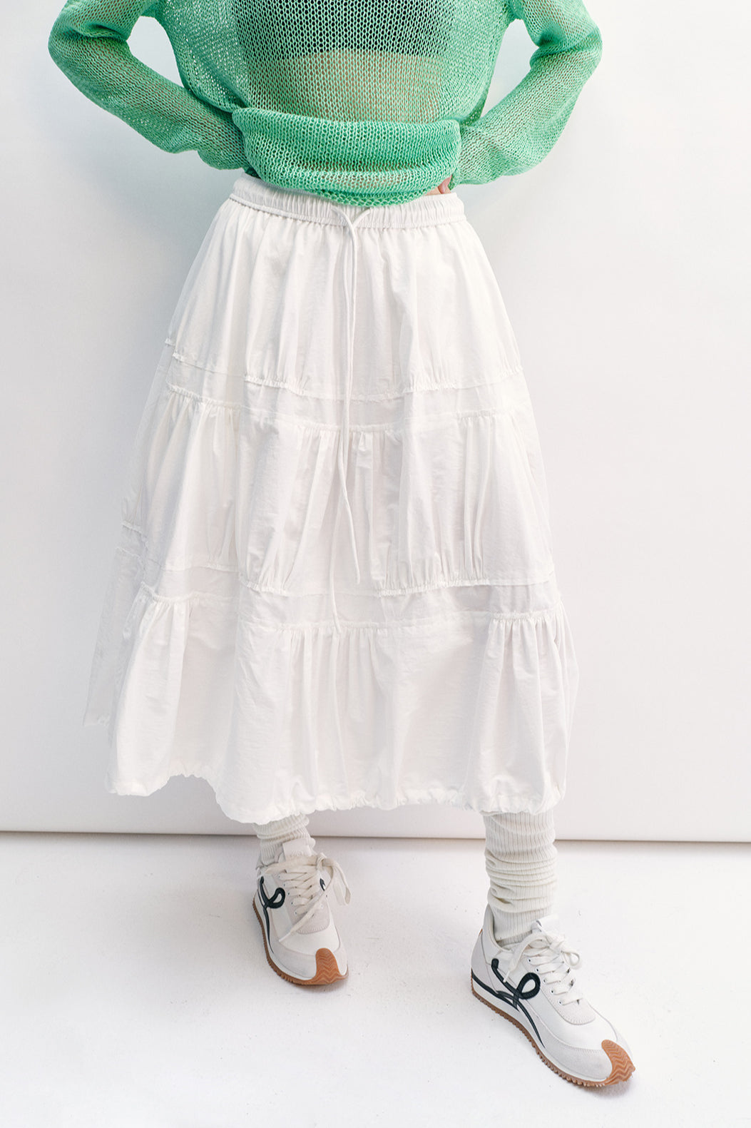 Jupe en coton mélangé à texture froissée | 3 couleurs