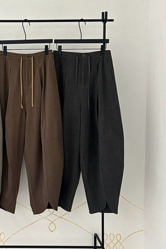 Thick ankle-skimming ultra wide-leg cocoon pants | 4 color